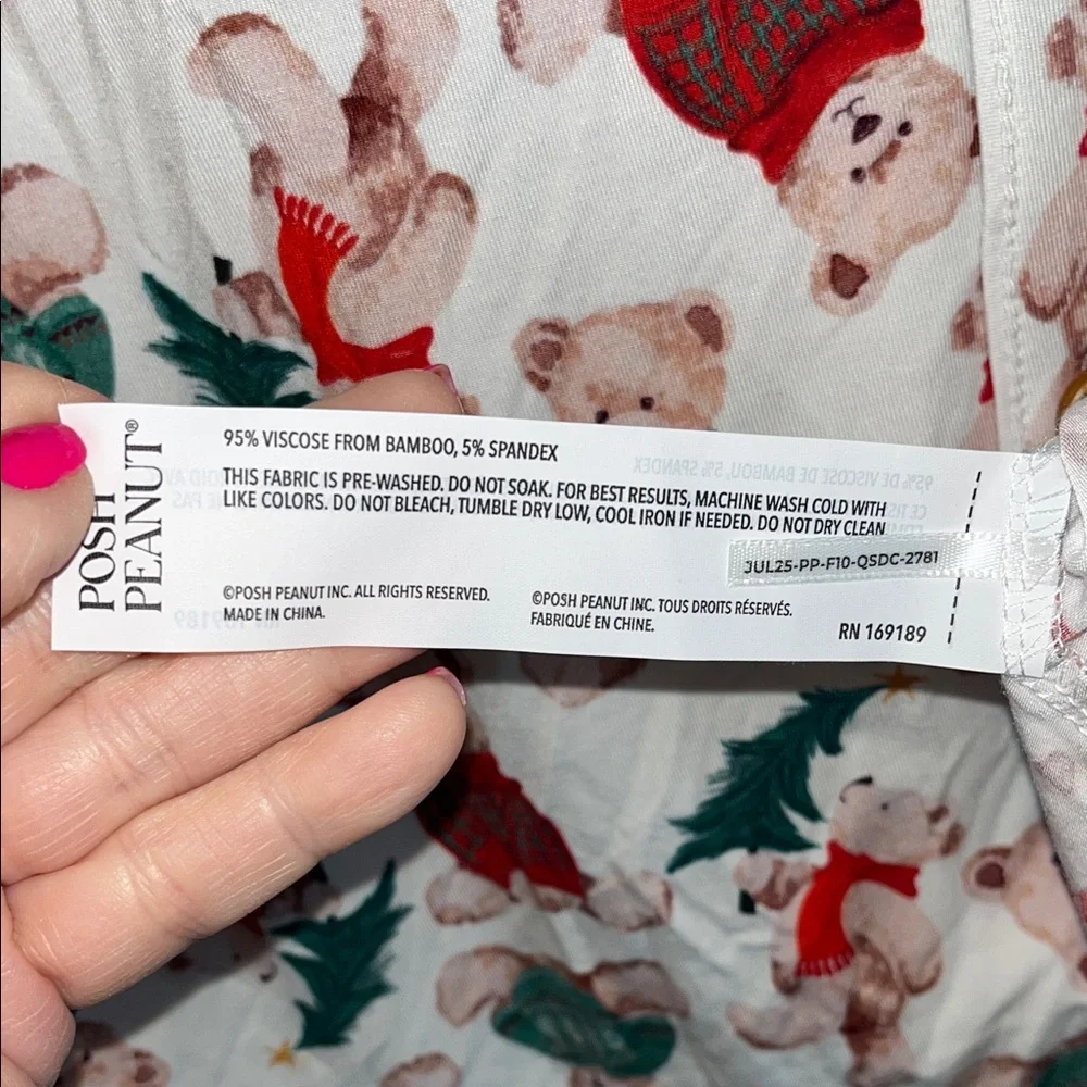 Posh Peanut NWT Holiday Bear Viscose combo Pajama Set size medium - Picture 8 of 13